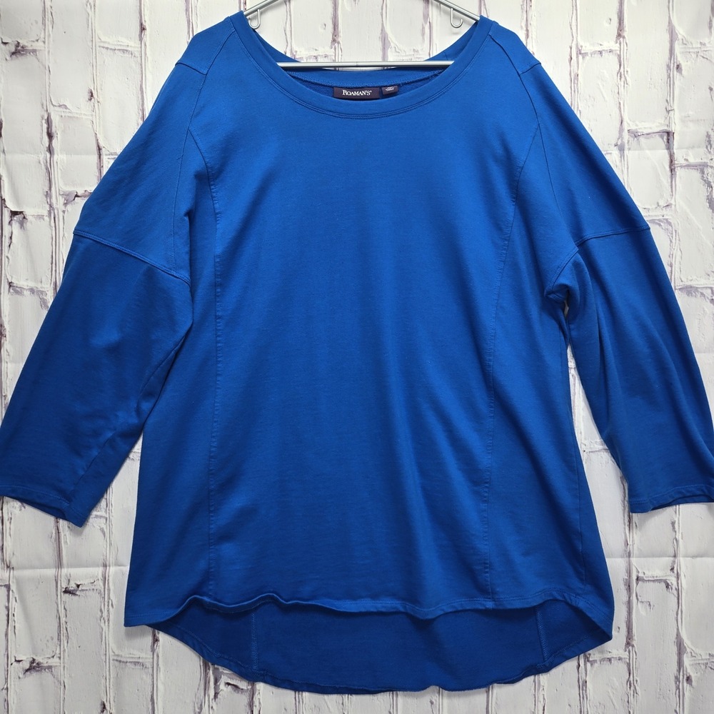Roaman's Top Womens Size‎ Large (18-20) Blue Heavier Soft Cotton Blend Material